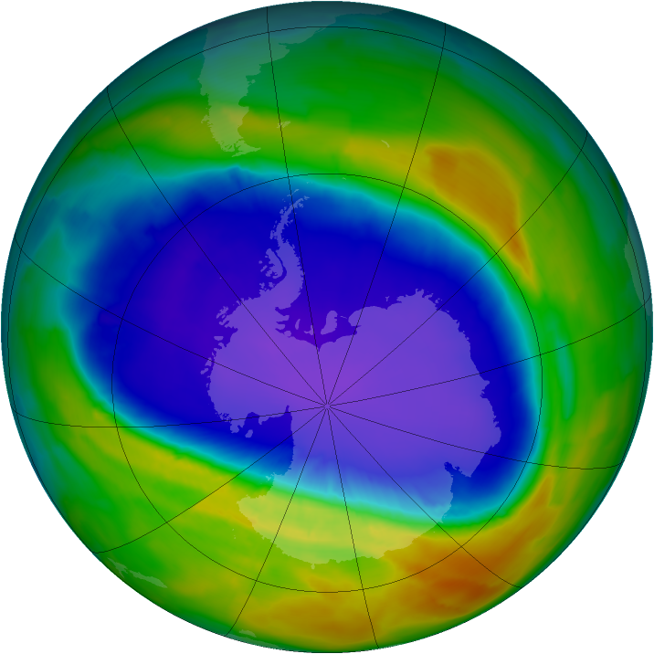 Antarctic ozone map for 25 September 2013